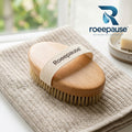 roeepause™ SilkySweep Natural Boar Bristle Body Brush | Ergonomic Palm-Fit Solid Beechwood Dry Brush with 100% First-Cut Natural Bristles & Woven Cotton Grip Strap