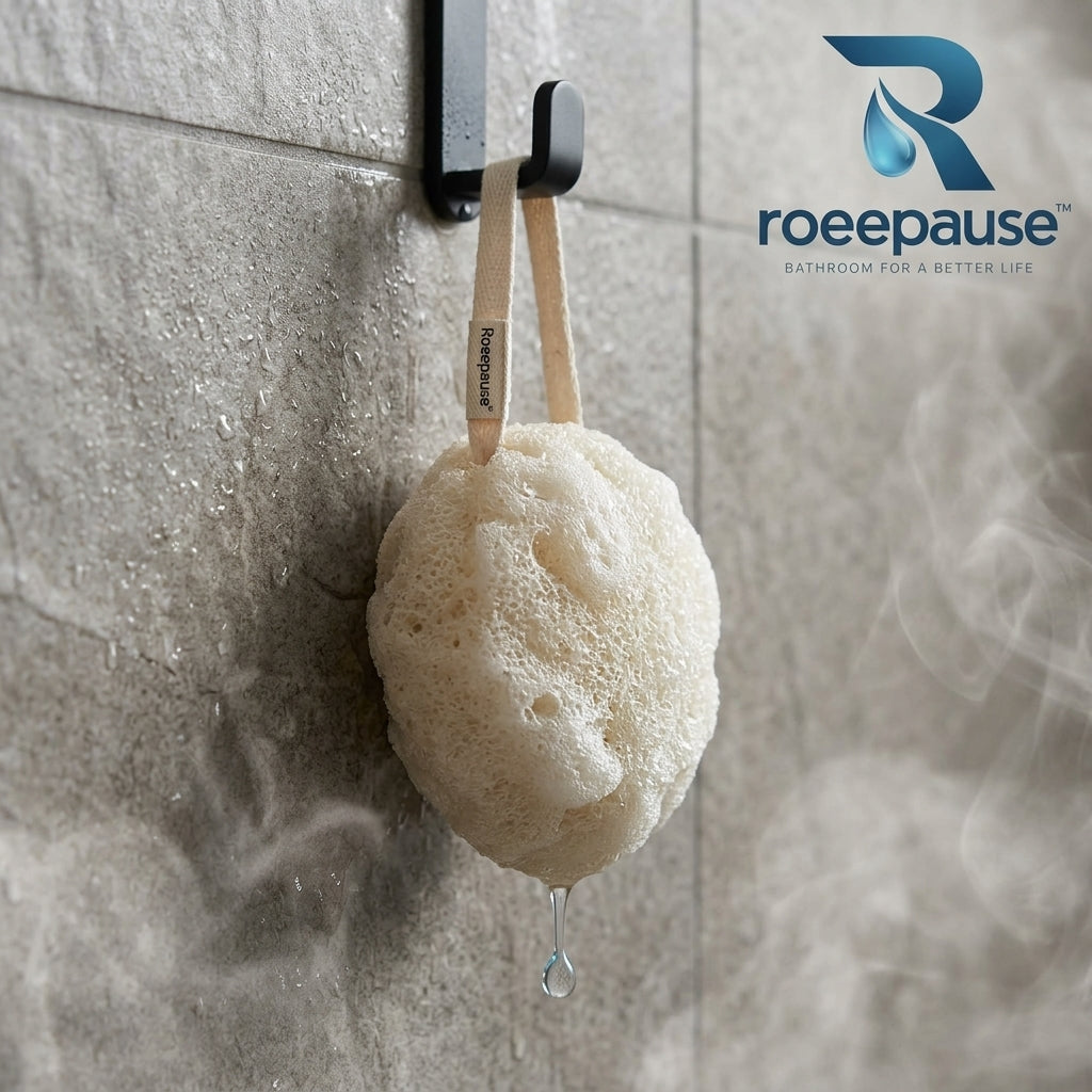 roeepause™ PureTouch Konjac Plant Sponge | 100% High-Altitude Organic Konjac Root Fiber Face & Body Cleanser with Water-Gel Cushion Barrier & Natural Hanging Cord